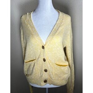 J. Crew SPRING Marbled Yellow Button Front Cardigan Sweater Women's Medium